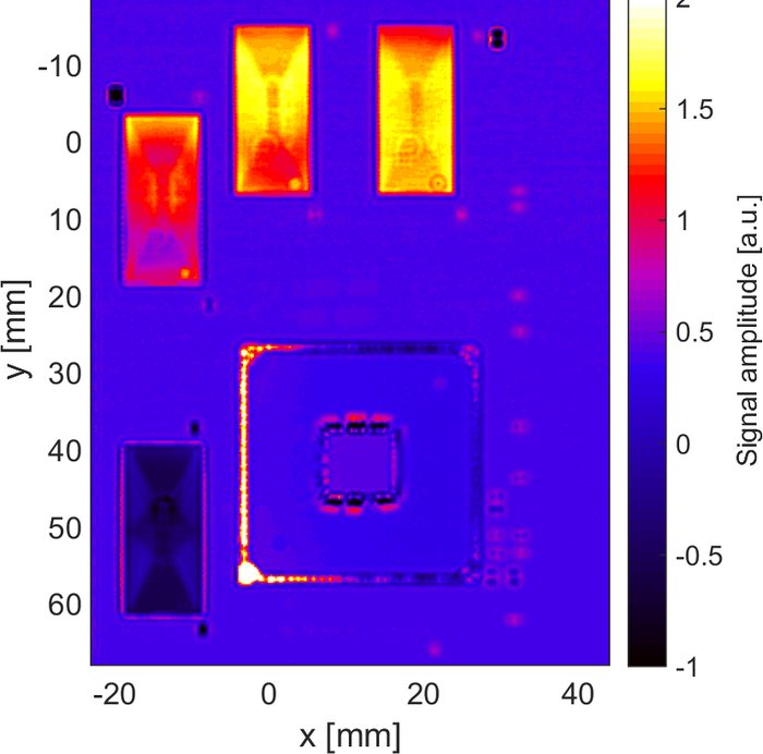 THz reflection amplitude map of the module, earliest time window.